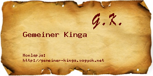 Gemeiner Kinga névjegykártya
